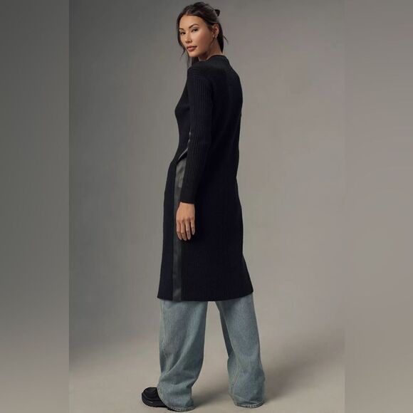 Anthropologie Pilcro Faux Leather Trim Duster, Size Medium - Picture 4 of 5